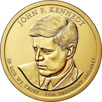 United States coin 1 Dollar - John F. Kennedy (2015) obverse obverse of 1 Dollar - John F. Kennedy (2015) coin with KM# 608 from United States. Inscription: JOHN F. KENNEDY IN GOD WE TRUST 35th PRESIDENT 1961 – 1963