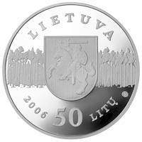 obverse of 50 Litų - Lithuanian nature (2006) coin with KM# 148 from Lithuania. Inscription: LIETUVA2006 50 LITŲ