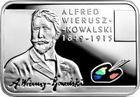 Poland coin 20 Złotych - Polish Painters of the 19th and 20th Centuries – Alfred Wierusz-Kowalski (2015) reverse reverse of 20 Złotych - Polish Painters of the 19th and 20th Centuries – Alfred Wierusz-Kowalski (2015) coin with Y# 938 from Poland. Inscription: ALFRED XIERUSZ- -KOWALSKI 1849-1915