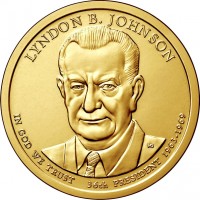 obverse of 1 Dollar - Lyndon B. Johnson (2015) coin with KM# 609 from United States. Inscription: LYNDON B. JOHNSON IN GOD WE TRUST 36th PRESIDENT 1963–1969