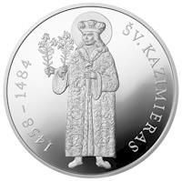 reverse of 50 Litų - 550th Birth Anniversary of St Casimir (2008) coin with KM# 154 from Lithuania. Inscription: ŠV. KAZIMIERAS 1458–1484