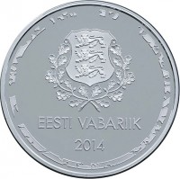 obverse of 10 Euro - Olympic Winter Games in Sochi (2014) coin with KM# 74 from Estonia. Inscription: EESTI VABARIIK 2014