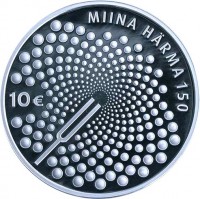 reverse of 10 Euro - Work of Miina Härma (2014) coin with KM# 75 from Estonia. Inscription: MIINA HÄRMA 150 10€