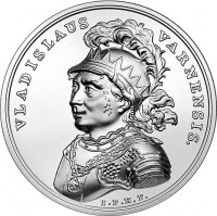 reverse of 50 Złotych - Treasures of Stanislaw August: Ladislas of Varna (2015) coin with Y# 934 from Poland. Inscription: VLADISLAVUS VARNENSIS. I.P.H.F.