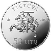 obverse of 50 Litų - Lithuanian Nature (2009) coin with KM# 165 from Lithuania. Inscription: LIETUVA 2009 50 LITŲ