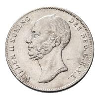 obverse of 1/2 Gulden - Willem II (1846 - 1848) coin with KM# 73 from Netherlands. Inscription: WILLEM II KONING DER NED. G. H. V. L.
