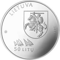 obverse of 50 Litų - XXX Olympic Games in London (2011) coin with KM# 220 from Lithuania. Inscription: LIETUVA 2011 50 LITŲ