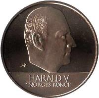 Norway coin 20 Kroner - Harald V - 1000th Anniversary of Leif Ericson in Northamerica (1999) obverse obverse of 20 Kroner - Harald V - 1000th Anniversary of Leif Ericson in Northamerica (1999) coin with KM# 465 from Norway. Inscription: HARALD V NORGES KONGE NAA