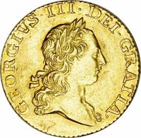 United Kingdom coin 1/2 Guinea - George III (1764 - 1774) obverse obverse of 1/2 Guinea - George III (1764 - 1774) coin with KM# 599 from United Kingdom. Inscription: GEORGIVS · III · DEI · GRATIA ·