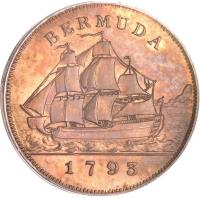 reverse of 1 Penny - George III (1793) coin with KM# 6 from Bermuda. Inscription: BERMUDA 1793