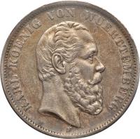 German States coin 5 Mark - Karl I (1874 - 1888) obverse obverse of 5 Mark - Karl I (1874 - 1888) coin with KM# 623 from German States. Inscription: Karl Koenig von Wuerttemberg
