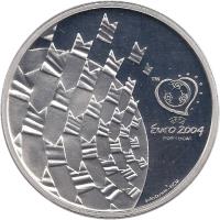 Portugal coin 8 Euro - The Values of Football: Celebration (2003) reverse reverse of 8 Euro - The Values of Football: Celebration (2003) coin with KM# 750a from Portugal. Inscription: Euro 2004 PORTUGAL João Duarte · INCM