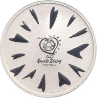 reverse of 8 Euro - The Spectacularity of Football: The Score (2004) coin with KM# 758a from Portugal. Inscription: Euro 2004 PORTUGAL José Teixeira · INCM