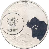 reverse of 8 Euro - The Spectacularity of Football: The Shot (2004) coin with KM# 757a from Portugal. Inscription: TM UEFA Euro 2004 PORTUGAL