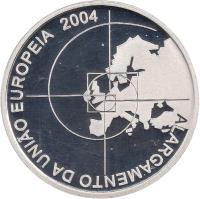 Portugal coin 8 Euro - 2004 Enlargement of the European Union (2004) reverse reverse of 8 Euro - 2004 Enlargement of the European Union (2004) coin with KM# 753a from Portugal. Inscription: ALARGAMENTO DA UNIÃO EUROPEIA 2004