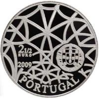 obverse of 2.5 Euro - UNESCO World Heritage Sites: Monastery of the Hieronymites (2009) coin with KM# 792a from Portugal. Inscription: 21/2 EURO 2009 PORTUGAL