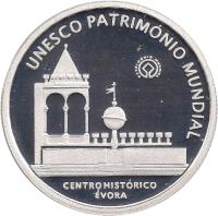 reverse of 5 Euro - UNESCO World Heritage Sites: Historic Centre of Évora (2004) coin with KM# 755a from Portugal. Inscription: UNESCO PATRIMONIO MUNDIAL PATRIMONIO MUNDIAL CENTRO HISTORICO ÉVORA