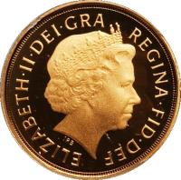 United Kingdom coin 1/4 Sovereign - Elizabeth II - 4'th Portrait (2009 - 2015) obverse obverse of 1/4 Sovereign - Elizabeth II - 4'th Portrait (2009 - 2015) coin with KM# 1117 from United Kingdom. Inscription: ELIZABETH · II · DEI · GRA REGINA · FID · DEF IRB