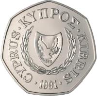 Cyprus coin 50 Cents - Abduction of Europa - Silver Proof Issue (1991) obverse obverse of 50 Cents - Abduction of Europa - Silver Proof Issue (1991) coin with KM# 66a from Cyprus. Inscription: CYPRUS ΚΥΠΡΟΣ KIBRIS 1991 1960