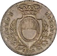 Swiss cantons coin 4 Franken (1813) obverse obverse of 4 Franken (1813) coin with KM# 73 from Swiss cantons. Inscription: CANTON SOLOTH. 1813