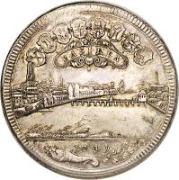obverse of 2 Thaler (1741) coin with KM# 150 from Swiss cantons. Inscription: BASILEA 1741 HM