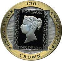reverse of 5 Crowns - Elizabeth II - 150th Anniversary of 