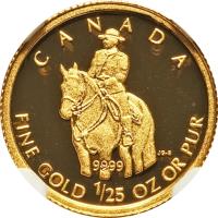 Canada coin 50 cents - Elizabeth II - Royal Canadian Mounted Police (2010) reverse reverse of 50 cents - Elizabeth II - Royal Canadian Mounted Police (2010) coin with KM# 985 from Canada. Inscription: CANADA FINE GOLD 1/25 OZ OR PUR
