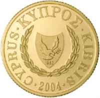obverse of 20 Pounds - Cyprus's Accession to the EU (2004) coin with KM# 87 from Cyprus. Inscription: CYPRUS · KYΠPΟΣ · KIBRIS · 2004 ·