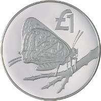 reverse of 1 Pound - Cyprus Butterfly - Silver Proof Issue (2002) coin with KM# 96a from Cyprus. Inscription: £1