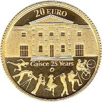 reverse of 20 Euro - 25th Anniversary of Gaisce - The President's Award (2010) coin with KM# 66 from Ireland. Inscription: 20 EURO Gaisce 25 Years