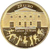 Ireland coin 20 Euro - 25th Anniversary of Gaisce - The President's Award (2010) reverse reverse of 20 Euro - 25th Anniversary of Gaisce - The President's Award (2010) coin with KM# 66 from Ireland. Inscription: 20 EURO Gaisce 25 Years