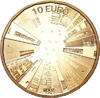 reverse of 10 Euro - Beatrix - Architecture of Netherlands (2008) coin with KM# 280 from Netherlands. Inscription: 10 EURO 2008