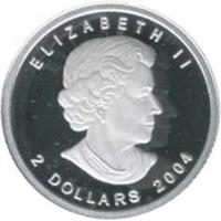 obverse of 2 Dollars - Elizabeth II - Canadian Wildlife: Arctic Fox (2004) coin from Canada. Inscription: ELIZABETH II SB 2 DOLLARS 2004