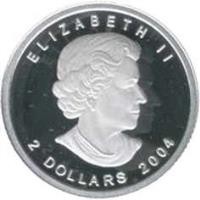 Canada coin 2 Dollars - Elizabeth II - Canadian Wildlife: Arctic Fox (2004) obverse obverse of 2 Dollars - Elizabeth II - Canadian Wildlife: Arctic Fox (2004) coin from Canada. Inscription: ELIZABETH II SB 2 DOLLARS 2004