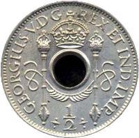 obverse of 1/2 Penny - George V (1929) coin with KM# 1 from New Guinea. Inscription: GEORGIUS V.DG REX ET IND.IMP. 1 - 2