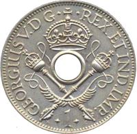 New Guinea coin 1 Penny - George V (1929) obverse obverse of 1 Penny - George V (1929) coin with KM# 2 from New Guinea. Inscription: GEORGIUS V.DG REX ET IND. IMP. 1