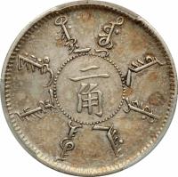 China coin 2 Jiao - Guangxu (1898) reverse reverse of 2 Jiao - Guangxu (1898) coin with Y# 85 from China. Inscription: 二 角