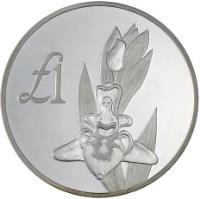 reverse of 1 Pound - Cyprus Orchid - Silver Proof Issue (1999) coin with KM# 90a from Cyprus. Inscription: 1£