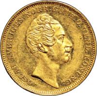 Sweden coin 4 Ducat - Oscar I (1846 - 1852) obverse obverse of 4 Ducat - Oscar I (1846 - 1852) coin with KM# 670 from Sweden.