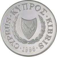 Cyprus coin 1 Pound - Olympic Games Atlanta (1996) obverse obverse of 1 Pound - Olympic Games Atlanta (1996) coin with KM# 71 from Cyprus. Inscription: CYPRUS · KYΠPΟΣ · KIBRIS · 1996 ·