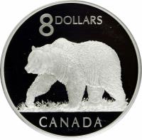 Canada coin 8 Dollars - Elizabeth II - Grizzly Bear (2004) reverse reverse of 8 Dollars - Elizabeth II - Grizzly Bear (2004) coin with KM# 515 from Canada. Inscription: 8 DOLLARS CANADA