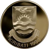 Kiribati coin 5 Dollars - Discoverer of Kiribati (1996) obverse obverse of 5 Dollars - Discoverer of Kiribati (1996) coin with KM# 19 from Kiribati. Inscription: TE MAURI TE RAOI AO TE TABOMOA KIRIBATI 1996