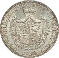 German States coin 1 Vereinsthaler - Heinrich XXII (1868) reverse reverse of 1 Vereinsthaler - Heinrich XXII (1868) coin with KM# 120 from German States. Inscription: EIN VEREINSTHALER XXX EIN PFUND FEIN 1868