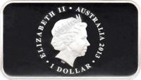 Australia coin 1 Dollar - Elizabeth II - 100th Anniversary of Australia's First Banknote - 4'th Portrait (2013) obverse obverse of 1 Dollar - Elizabeth II - 100th Anniversary of Australia's First Banknote - 4'th Portrait (2013) coin with KM# 2092 from Australia. Inscription: ELIZABETH II · AUSTRALIA 2013 · 1 DOLLAR IRB