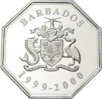 obverse of 5 Dollars - Elizabeth II - Millennium (1999) coin with KM# 67 from Barbados. Inscription: BARBADOS PRIDE AND INDUSTRY 1999-2000