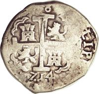 Peru coin 8 Reales - Felipe IV (1701 - 1724) obverse obverse of 8 Reales - Felipe IV (1701 - 1724) coin with KM# 34 from Peru. Inscription: PHILIPPVS