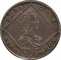 obverse of 30 Krajczár - Maria Theresa (1758 - 1766) coin with KM# 368 from Hungary.