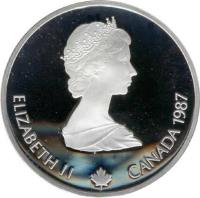 Canada coin 20 Dollars - Elizabeth II - 1988 Winter Olympics, Calgary: Bobsled (1987) obverse obverse of 20 Dollars - Elizabeth II - 1988 Winter Olympics, Calgary: Bobsled (1987) coin with KM# 160 from Canada. Inscription: ELIZABETH II CANADA 1987