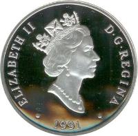 Canada coin 20 Dollars - Elizabeth II - Canadian Aviation: Silver Dart (1991) obverse obverse of 20 Dollars - Elizabeth II - Canadian Aviation: Silver Dart (1991) coin with KM# 196 from Canada. Inscription: ELIZABETH II D · G · REGINA · 1991 ·