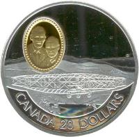 Canada coin 20 Dollars - Elizabeth II - Canadian Aviation: Silver Dart (1991) reverse reverse of 20 Dollars - Elizabeth II - Canadian Aviation: Silver Dart (1991) coin with KM# 196 from Canada. Inscription: CANADA 20 DOLLARS GV